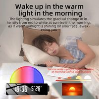 Réveil numérique avec simulation d'aube et calendriers lumineux, design moderne pour un réveil matinal