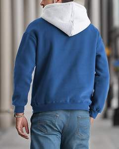 Sweat-shirt à capuche pull-over pour hommes de la saison d'automne, grandes et grandes options, motif solide en polyester/coton - Product Image 6