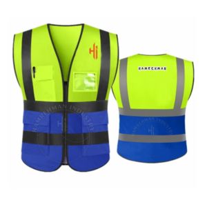Chaleco de Seguridad Reflectante LED de Alta Visibilidad ANSI Clase 2, Transpirable, para Exteriores, para Hombre, con Logotipo Personalizado, Azul Rey - Product Image 3