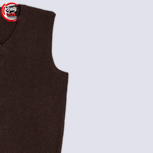 Pull à col en V marron pour hommes Logo personnalisé respirant 100% coton Pull dégradé Jacquard à manches longues - Product Image 3