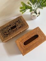 Caja de pañuelos de ratán tejida redonda adecuada para uso a largo plazo manteniendo un aspecto elegante y atemporal