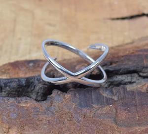 Bague ouverte en argent sterling 925 élégante plaine empilable minimaliste déclaration bague bijoux - Product Image 1