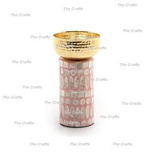 Cuenco martillado de metal dorado con base de nácar, cuenco para servir frutas de restaurante de Calidad exclusiva a precios económicos - Product Image 2