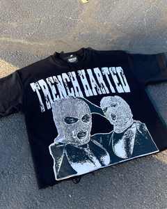 Camiseta de algodón recortada en caja para hombre, ropa de calle personalizada, camiseta de peso pesado, camisetas gráficas de lavado ácido con estampado Vintage - Product Image 4