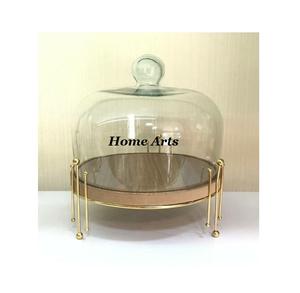 Soporte de pastel de madera de hierro de diseño fabuloso con cubierta de vidrio Soporte de pastel de forma redonda de la más alta calidad para los más vendidos - Product Image 2