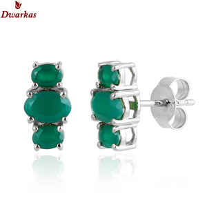 Lujo 925 plata esterlina peridoto tres piedras preciosas pendientes de tuerca joyería de alta calidad para mujer - Product Image 3