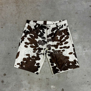 Custom Casual Canvas Hair-on Cowhide Men's Shorts-Boutique Style Exotic Pattern Quick Dry - Product Image 2
