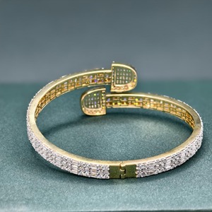 RB สร้อยข้อมือผู้หญิง18K สีเหลืองทอง18K, กำไลข้อมือสตรีสไตล์ฮิปฮอป VVS Moissanite ทำจาก925สเตอร์ลิงสีเงินคุณภาพดี - Product Image 6