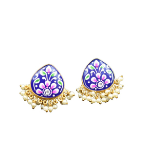 Pendientes de Botón de Piedra Chapados en Oro Pintados a Mano, Joyería de Moda de Nueva Colección en Oferta para Niñas y Mujeres - Product Image 1
