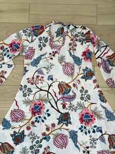 Robe tunique en coton à imprimé floral à la main, manches longues, robe bohème pour femmes - Product Image 5