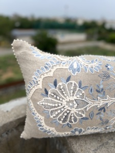 Handmade Indian Azo Free Eco Friendly Sustainable Floral Embroidered Linen Customized <b>Pillow</b> Covers At Best Price For Home Decor - Product Image 3