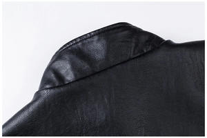 Men 2024 Winter New Casual Motor Thick Fleece Leather Jackets Men Autumn Outdoor Fashion <b>Biker</b> Warm PU Leather Jacket - Product Image 3