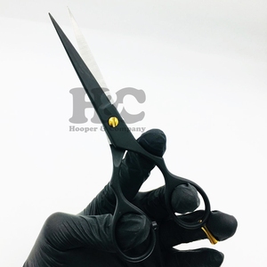 Tijera de tendencia superior Tijeras de peluquero de salón de acero inoxidable Mango de goma cómodo Logotipo sostenible Listo para enviar Tijera negra - Product Image 6