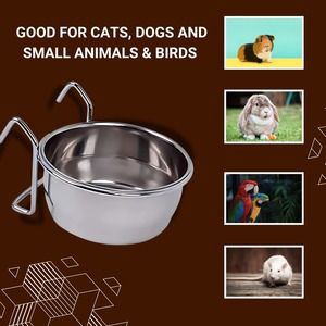 Soporte de gancho para gallinero de pájaros ajustable portátil de acero inoxidable, cuenco alimentador de jaula para pájaros con cuenco de agua y comida - Product Image 5