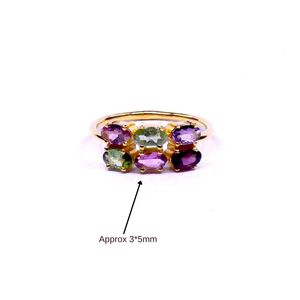 Moda 925 plata esterlina chapado en oro joyería Multi turmalina piedra preciosa mujeres usan anillo clásico - Product Image 1