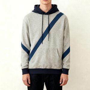 Sudadera con Capucha Unisex de Felpa Francesa a Rayas para Hombre 2026 - Impresión Serigráfica 100% Algodón, Sudadera con Capucha para Hombre, Corte Holgado con Bolsillo - Product Image 1