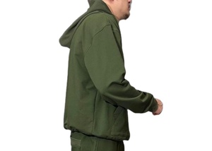 Conjunto deportivo de hombre 100% algodón, conjunto de chándal de lana extragrande con sudadera con capucha y pantalones deportivos ajustados de dos piezas - Product Image 3