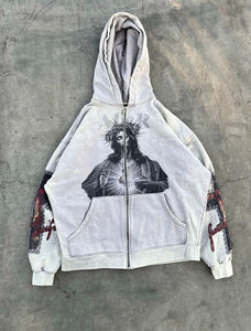 Custom French Terry ZIP up Hoodie Good Quality Puff Print Hoodie <b>Y2K</b> Cropped Pink Hoodies and Sweatshirts - Product Image 4