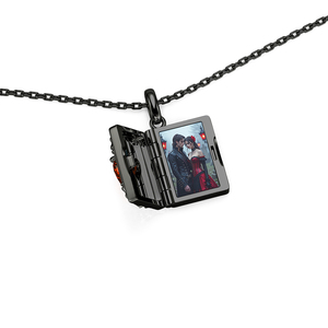 Jeulia Custom Gothic Heart Photo <b>Locket</b> Necklace with Gold Plated Zircon Birthstone - Product Image 4