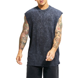 Débardeur vintage en coton 100% de haute qualité, personnalisable, effet délavé, respirant, pour homme, vêtements de sport, sans manches. - Product Image 2