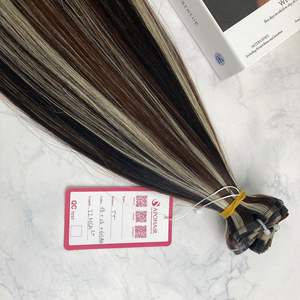 Extensiones de cabello humano virgen Remy 100% de alta calidad, máquina de trama doble de 20 pulgadas, onda recta, origen de Vietnam, Color Natural - Product Image 3