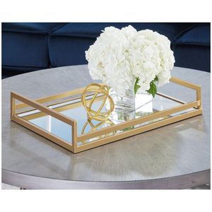 Attractive premium-quality metal and <b>mirror</b> glass <b>tray</b> durable craftsmanship for modern homes - Product Image 6
