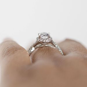 Oval Cut Halo Engagement <b>Ring</b> for Women in Rose Gold & 925 Silver Cute Style - Product Image 2