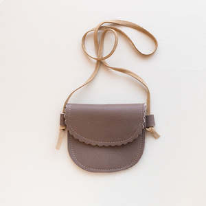 Functional Storage Bag for Little Kids Scallop Design Leather Bag in Clay Color - Product Image 1