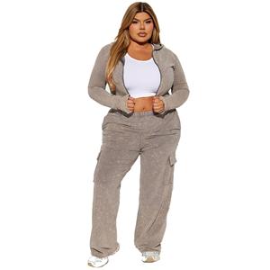 Automne hommes lavage à l'acide coton Flare survêtement sweat à capuche zippé pantalons de survêtement personnalisé graphique respirant Streetwear Gym vêtements de sport Logo - Product Image 1