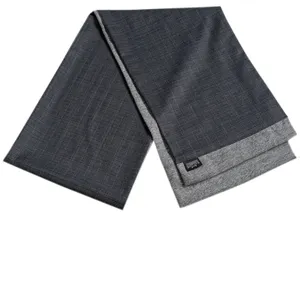Chales de seda hechos a mano personalizados para hombre de mezcla de lana gris Beige listos para usar, bufanda tradicional de Primavera de dos caras de doble capa
