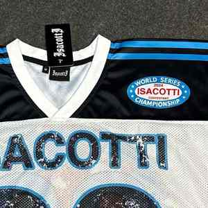 T-shirt de maillot de football en maille surdimensionnée à manches courtes pour hommes, chemises en maille de football rétro avec coupe carrée - Product Image 5