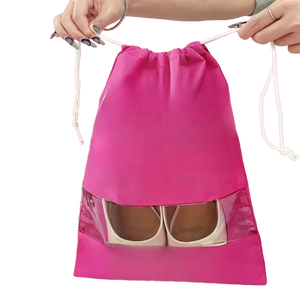 ถุงเก็บรองเท้าผ้าใยสังเคราะห์รีไซเคิลได้พร้อมเชือกรูดถุงกันฝุ่นพิมพ์โลโก้ได้ตามต้องการสำหรับเดินทางขายปลีก - Product Image 1