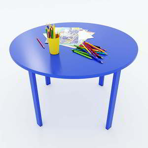 Juego de Mesa y Sillas de Jardín de Infancia de Diseño Moderno KGD013, 1 Mesa Redonda de Madera Maciza, 4 Sillas de Madera de Caucho, Muebles Escolares para Niños - Product Image 5