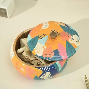 Traditional Indian Style Printed <b>Wooden</b> Wedding Chapati <b>Box</b> Flip Top <b>Lid</b> Food Grade for Restaurants Daily Storage Wholesale - Product Image 5