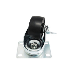 CCE 2.5 Inch Industrial Black PP Flat Free Steel <b>Metal</b> Wheel <b>Roller</b> with Side Locking - Product Image 5