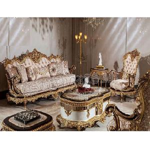 Ensemble de canapés luxueux polis en or pour le salon Ensemble de meubles en bois de salon antique Ensemble de canapés de style italien de luxe moderne - Product Image 1