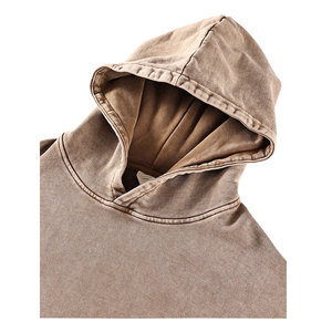Sudadera con capucha lavada con ácido y piedra vintage de gran tamaño con forro polar de algodón y logotipo personalizado para hombre, Sudadera negra desgastada con pintura de galería de invierno - Product Image 2