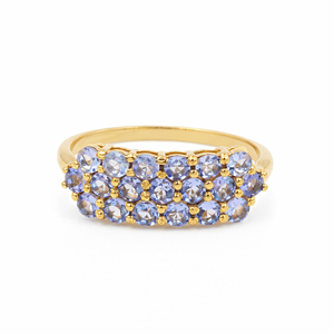 Bague classique en Tanzanite en forme de nid d'abeille, 19 pierres rondes bleues, argent sterling 925, bijoux de créateur pour femmes - Product Image 5