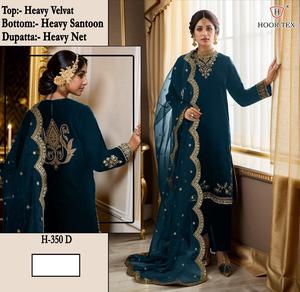 Look d'hiver royal: Shalwar Kameez en velours luxueux avec Dupatta en filet riche et bas Santoon doux, taille 52 (6XL) - Product Image 5