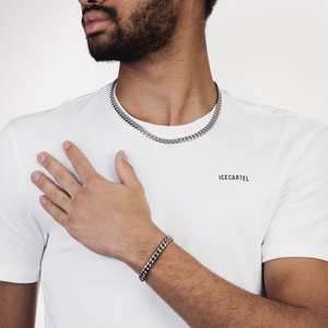 Pulsera de Eslabones Cubanos de 8MM en Oro Rosa, Chapada en Oro de 18K, con Diamantes, Perlas y Moissanita como Piedras Principales, Estilo Religioso, para Regalo o Fiesta - Product Image 5