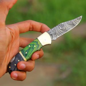 Vente en gros de lames PRESTIGE de qualité industrielle personnalisées OEM ODM couteau de poche Damas couteau pliant complet de survie en plein air en bois - Product Image 5