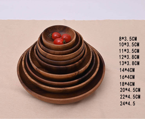 Assiettes rondes en bois, plateaux de service en bois pour le petit-déjeuner, assiettes de restaurant occidental, assiettes à dessert, assiettes à collation - Product Image 4