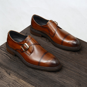 Chaussures mocassins en cuir de veau avec détails cousus à la main et soutien de la voûte plantaire, chaussures de ville pour hommes - Product Image 2