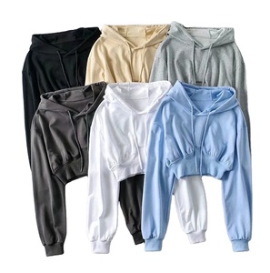 Sudaderas con capucha ecológicas, sudadera de Invierno para mujer, estilo de calle, sudaderas con capucha recortadas de manga larga, sudaderas con capucha cortas - Product Image 1