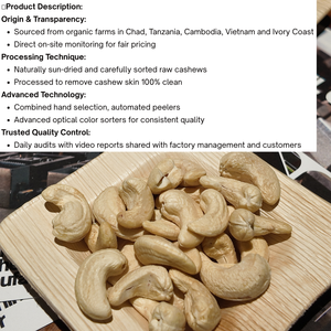 Nueces de Anacardo Frescas al por Mayor, Grado W320, Certificadas Orgánicas por USDA/UE, Directamente de Camboya - Product Image 3