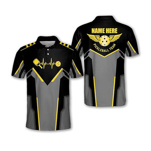 เสื้อกีฬาแขนสั้นผู้ชายเสื้อพิเคิลบอลพิมพ์ลายคอโปโลแห้งเร็วระบายอากาศ - Product Image 4