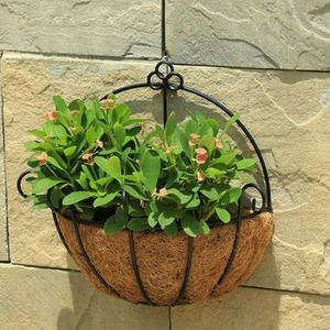 Wall hanging semi circle coconut coir plant <b>liner</b> with metal frame <b>basket</b> for balcony outdoor terrace garden - Product Image 3