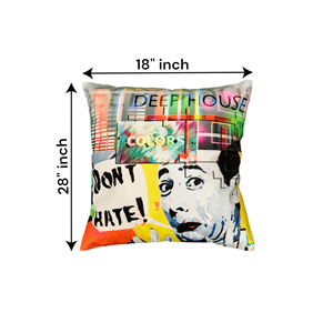 Don't Hate Graffiti Art Cushion Covers Digital Printed 16x16 Multicolor Decorative Throw Pillow Handmade for <b>Sofa</b> <b>Bed</b> Decor Home - Product Image 3