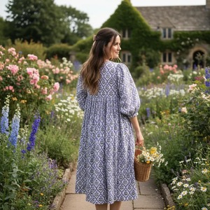 Vestido Midi de Algodón con Estampado Floral Veraniego para Bodas y Festivales, Estilo Casual, Regalo para Niñas y Mujeres, Mayorista del Fabricante - Product Image 3