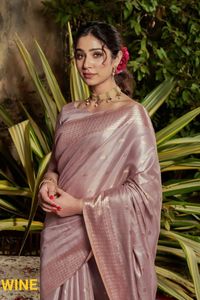 Saree tejido de seda con borlas, tejido dorado y borde con borlas de lujo, ropa tradicional de fiesta, Saree de boda - Product Image 2